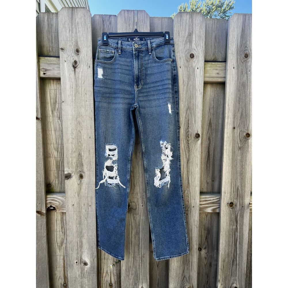 Hollister Ultra High Rise Stacked Vintage Straight Jeans Womens Sz 3R W26  L31